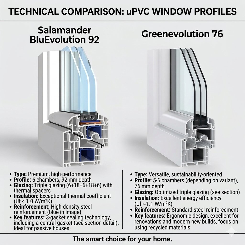 Complete Guide: BluEvolution 92 vs GreenEvolution 76 — Which Salamander PVC Profile Is Right for You?